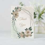 シャンパンフラワーグリーン結婚リー サンキューカード (スタンド正面)
