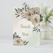 シャンパンフラワーグリーン結婚リー サンキューカード (スタンド正面)