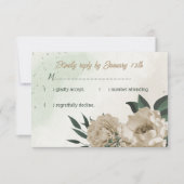 シャンパンフラワーグリーン結婚リー 出欠カード (正面)