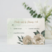 シャンパンフラワーグリーン結婚リー 出欠カード (スタンド正面)