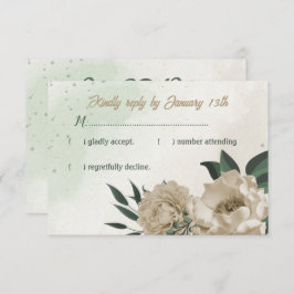 シャンパンフラワーグリーン結婚リー 出欠カード