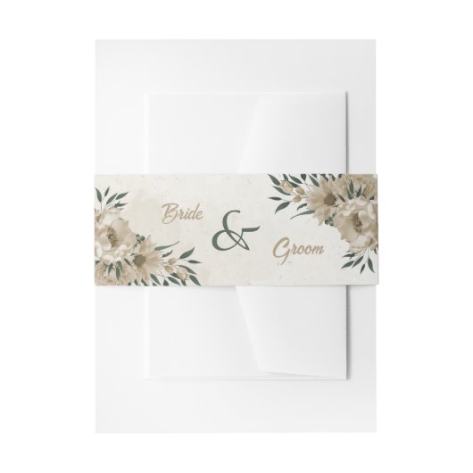 シャンパンフラワーグリーン結婚リー 招待状ベリーバンド (正面例)