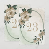 シャンパンフラワー グリーン ジオメトリック テーブルナンバー (正面/裏面)