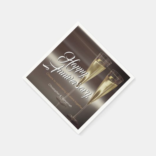 シャンパンフルテカスタムスハッピーアニバーサリーナプキンズ スタンダードカクテルナプキン (角)