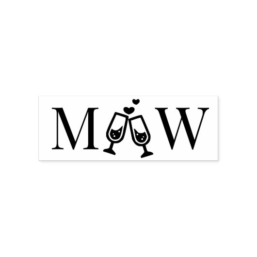 シャンパンフルテスカップル結婚ズ2イニシャルモノグラム セルフインキングスタンプ (デザイン)