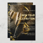 シャンパンフルテスニューイヤーお祝い招待状 (正面/裏面)