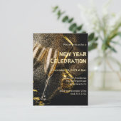 シャンパンフルテスニューイヤーお祝い招待状 シーズンポストカード (スタンド正面)