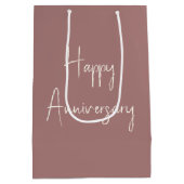 シャンパンフルートでピンクのアニバーサリーバーサリーシーズン ミディアムペーパーバッグ (裏面)