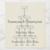 シャンパンフルートデザインシャンパンカラー結婚ズ ワインラベル (シングルラベル)