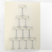 シャンパンフルートデザインシャンパンカラー結婚ズ 三つ折りプログラム (内部最初)