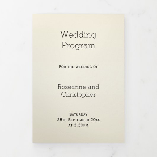 シャンパンフルートデザインシャンパンカラー結婚ズ 三つ折りプログラム (カバー)