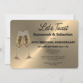 シャンパンフルートトーストフェイクオンメタリック 招待状 (正面)