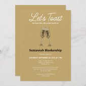 シャンパンフルートトーストブライダルシャワーテンプレート 招待状 (正面/裏面)