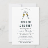 シャンパンフルートブランチアンドバブリーブライダルシャワー 招待状 (正面)