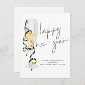 シャンパンフルート台本ハッピーニューイヤー ノートカード (正面/裏面)