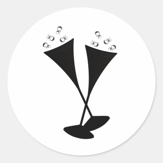 シャンパンフルートin白黒 ラウンドシール (正面)