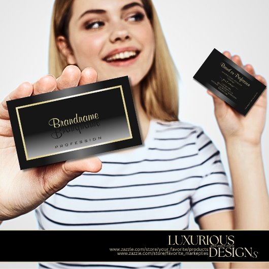 シャンパンフレームシック付き白黒グラデーション 名刺