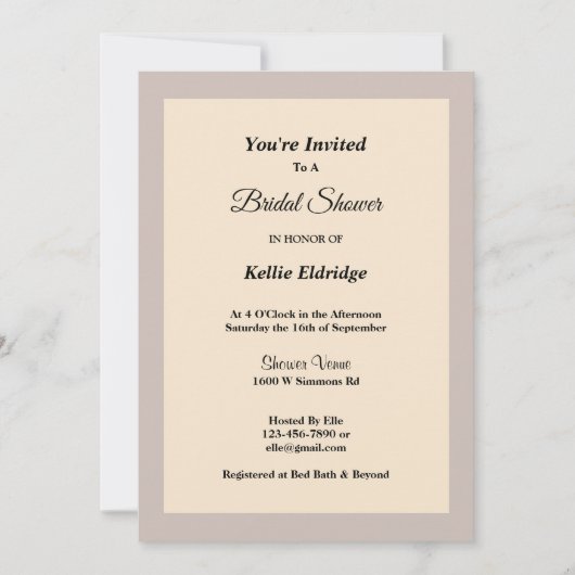 シャンパンフレームブライダルシャワー招待 招待状 (正面)