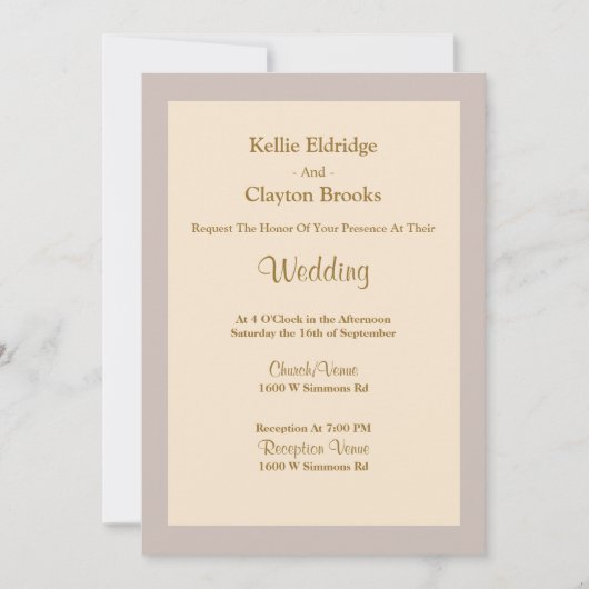 シャンパンフレーム結婚式招待状 招待状 (正面)