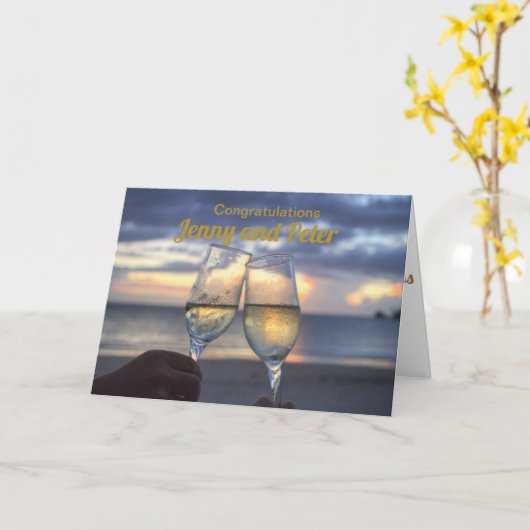 シャンパンフレーム オーダーメイド 結婚祝いカード カード (黄色い花)