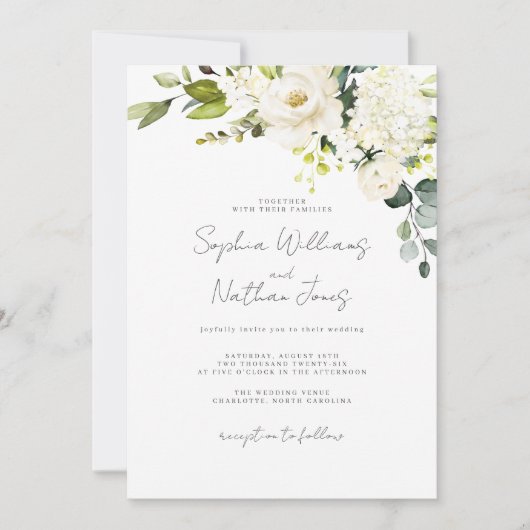 シャンパンフローラルウェディング 招待状 (正面)