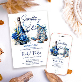 シャンパンフローラル サムシングブルー ブライダルシャワー 招待状