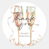 シャンパンブライダルシャワーサンキュー ラウンドシール (正面)