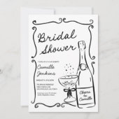 シャンパンブライダルシャワーハンドドロー招待状 招待状 (正面)