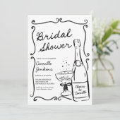 シャンパンブライダルシャワーハンドドロー招待状 招待状 (スタンド正面)