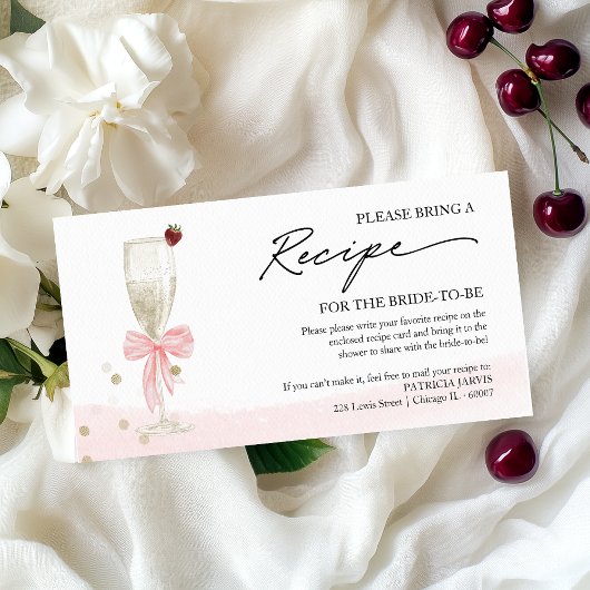 シャンパンブライダルシャワーレシピ要求エンクロージャ エンクロージャーカード