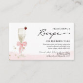 シャンパンブライダルシャワーレシピ要求エンクロージャ エンクロージャーカード (正面)