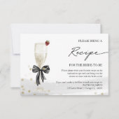 シャンパンブライダルシャワーレシピ要求エンクロージャ 招待状 (正面)