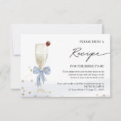 シャンパンブライダルシャワーレシピ要求エンクロージャ 招待状 (正面)