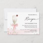 シャンパンブライダルシャワーレシピ要求エンクロージャ 招待状 (正面)