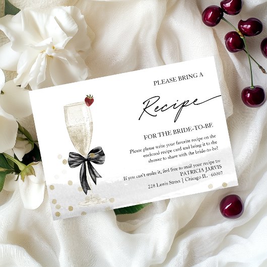 シャンパンブライダルシャワーレシピ要求エンクロージャ 招待状