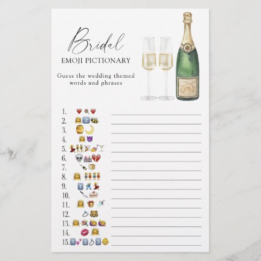 シャンパンブライダルシャワー絵文字ゲーム (正面)