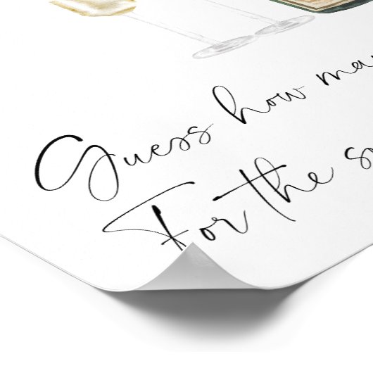 シャンパンブライダルシャワー – ゲームの数キス ポスター (角)