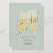 シャンパンブライダルシャワー 招待状 (正面/裏面)