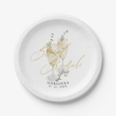 シャンパンブライダルブランチ金ゴールド書道ウェルカム ペーパープレート (正面)