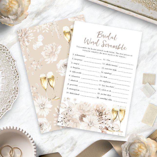 シャンパンブライダルワードスクランブルゲーム (Champagne Bridal Word Scramble Game
)