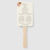 シャンパンブラウンバラ赤面ピンクウェディングプログラム ハンドファン (裏面)