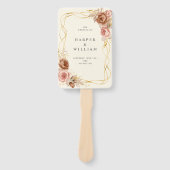 シャンパンブラウンバラ赤面ピンクウェディングプログラム ハンドファン (正面)