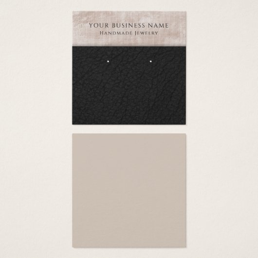シャンパンブラックフェイクレザーイヤリングディスプレイカード (正面&裏面)
