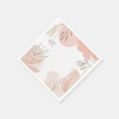 シャンパンブラッシュピンク - 手描きフラワーパターン スタンダードカクテルナプキン (角)