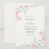 シャンパンブラッシュペオニーの結婚式 招待状 (正面/裏面)