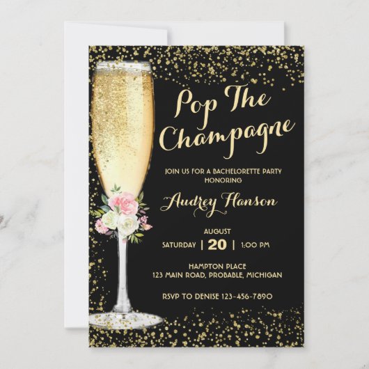 シャンパンブランシュ独身最後の夜の招待状 招待状 (正面)