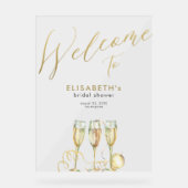 シャンパンブランチとバブリーブライダルシャワーへようこそ アクリルサイン (正面)