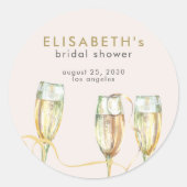シャンパンブランチとバブリーブライダルシャワー ラウンドシール (正面)