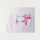 シャンパンブランチとバブルリーな花嫁のシャワー タペストリー (正面(横))