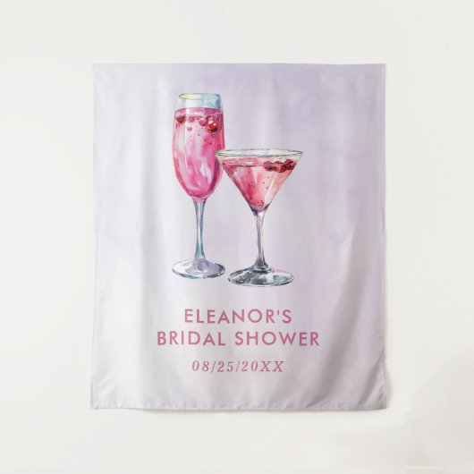 シャンパンブランチとバブルリーな花嫁のシャワー タペストリー (正面)